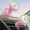 LISEN 15W MagSafe Car Mount Charger,[Light Pink] Magnetic Wireless Car Charger, Dashboard & Air Vent Car Phone Mounts, Car Phone Holder for iPhone 17-12, Samsung, Pixel, Cute Car Accessories for Women(Light Pink)