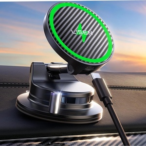 LISEN 15W MagSafe Car Mount Charger, Magnetic Wireless Car Phone Holder(Carbon Fiber)