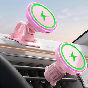 LISEN 15W MagSafe Car Mount Charger,[Light Pink] Magnetic Wireless Car Charger, Dashboard & Air Vent Car Phone Mounts, Car Phone Holder for iPhone 17-12, Samsung, Pixel, Cute Car Accessories for Women(Light Pink)