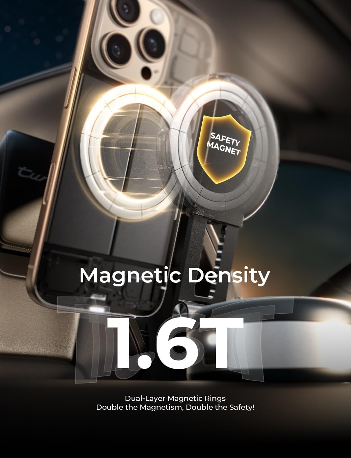 image:imageLISEN Portable for iPhone 17 Electric Vacuum Suction Phone Holder for Car MagSafe Magnetic Phone Holder for Car Suction Cup Phone Mount Foldable for iPhone 17 Pro Max Air 1615141312 Kitsblack
