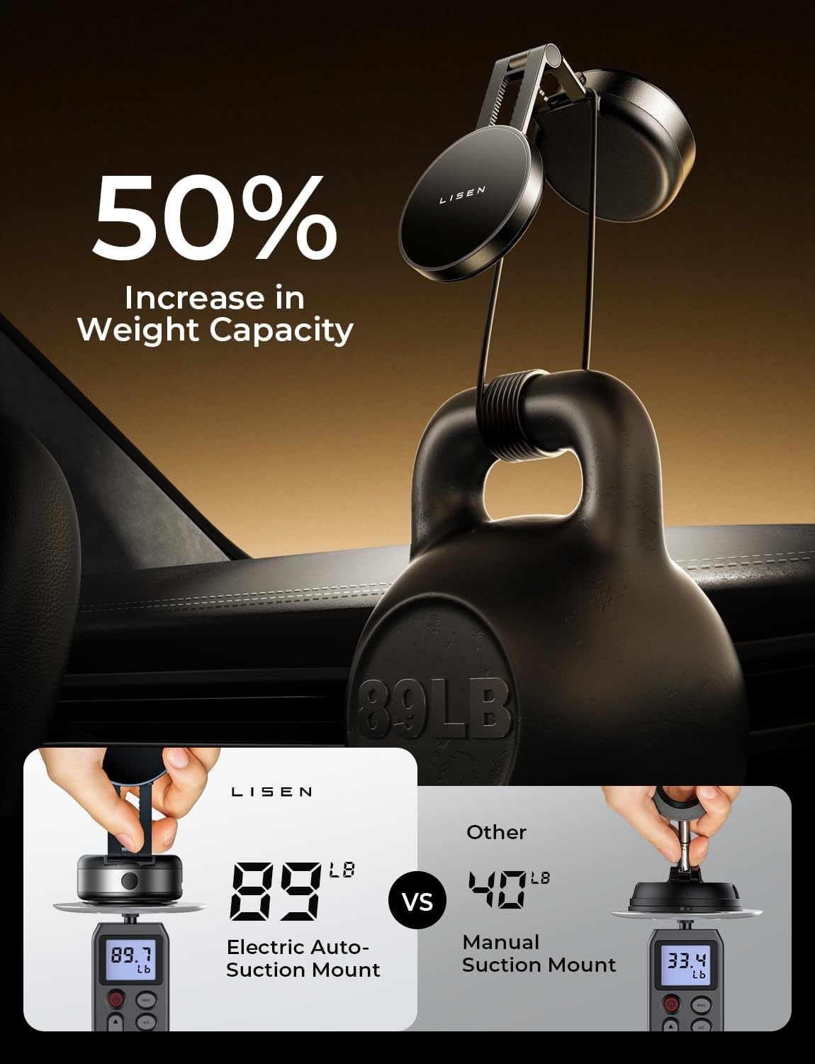 image:imageLISEN Portable for iPhone 17 Electric Vacuum Suction Phone Holder for Car MagSafe Magnetic Phone Holder for Car Suction Cup Phone Mount Foldable for iPhone 17 Pro Max Air 1615141312 Kitssilver