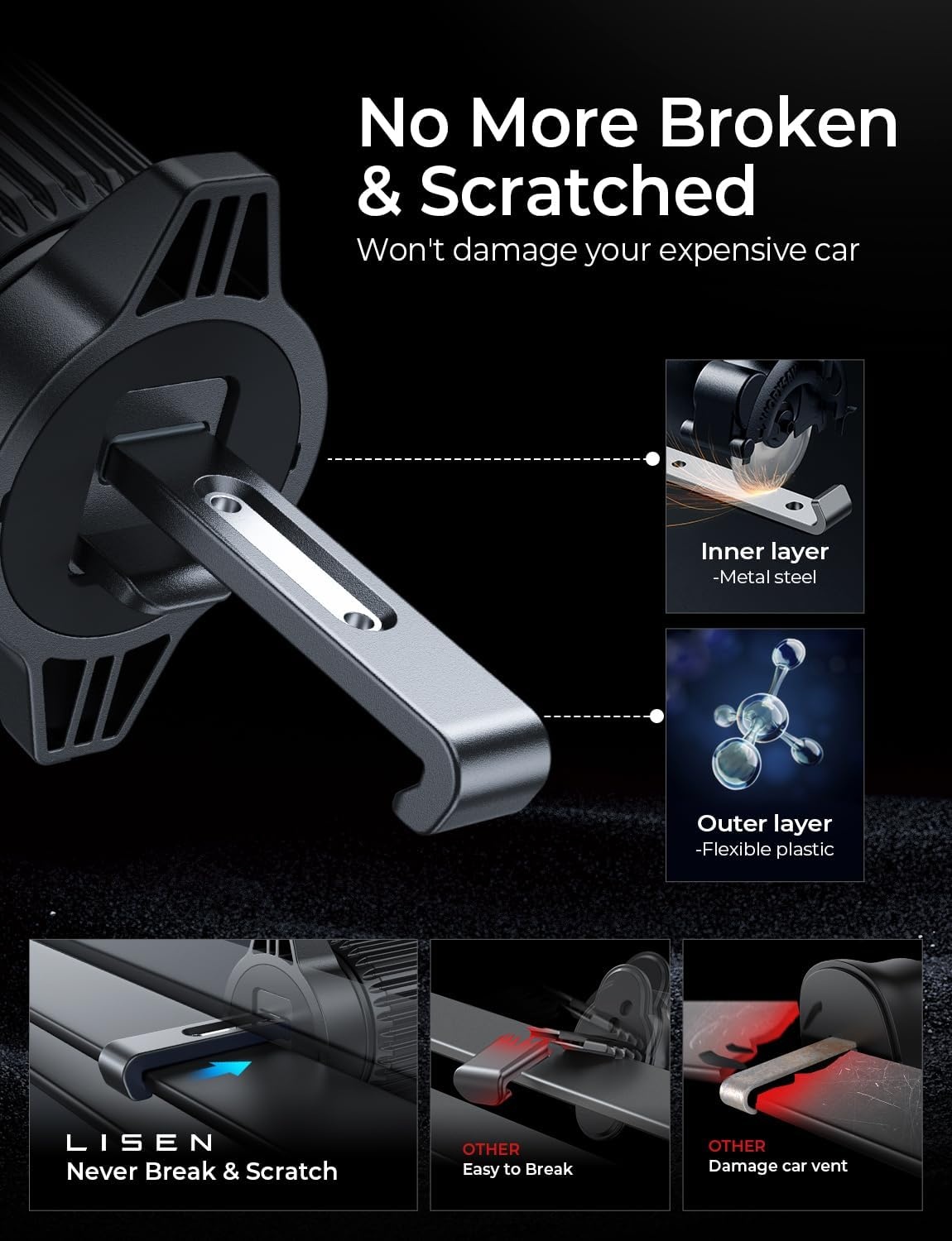 image:imageLISEN for MagSafe CD Phone Holder for Car Mount Angle Adjustable Magnetic Phone Holder for iPhone Magsafe Car Mount CD Slot Hands Free CD Player Phone Mount for iPhone 15 Pro Max Plus Galaxy Kits