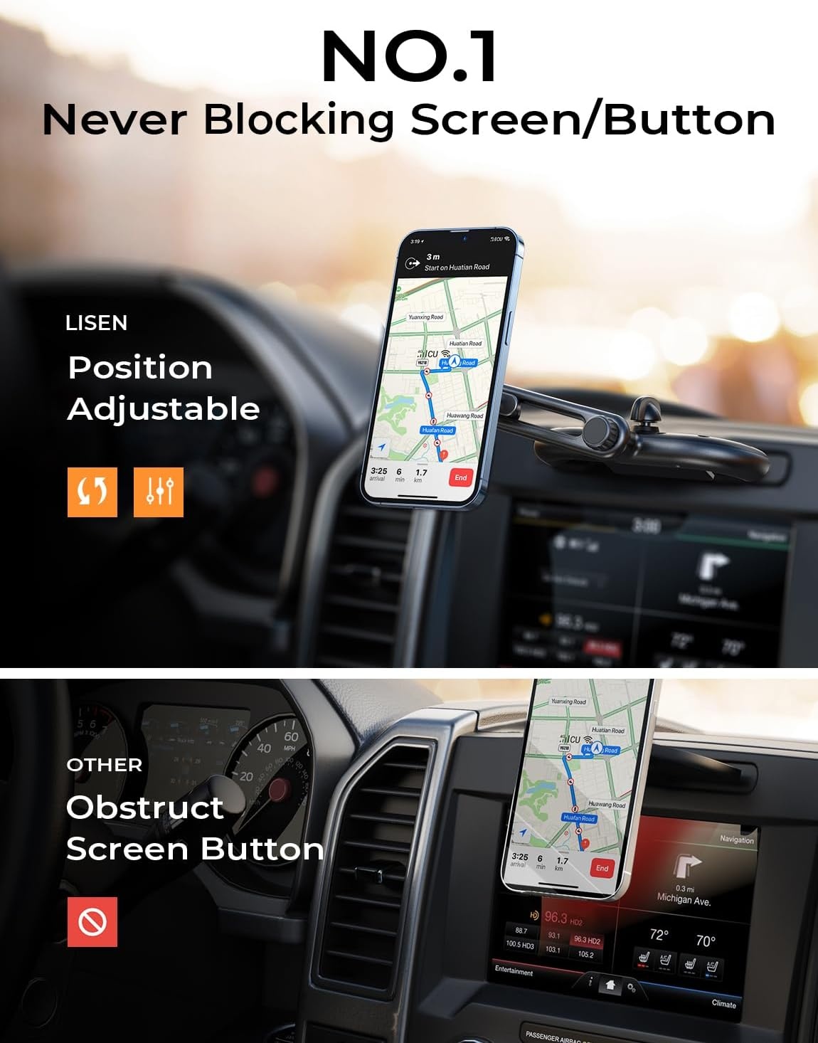 image:imageLISEN for MagSafe CD Phone Holder for Car Mount Angle Adjustable Magnetic Phone Holder for iPhone Magsafe Car Mount CD Slot Hands Free CD Player Phone Mount for iPhone 15 Pro Max Plus Galaxy Kits