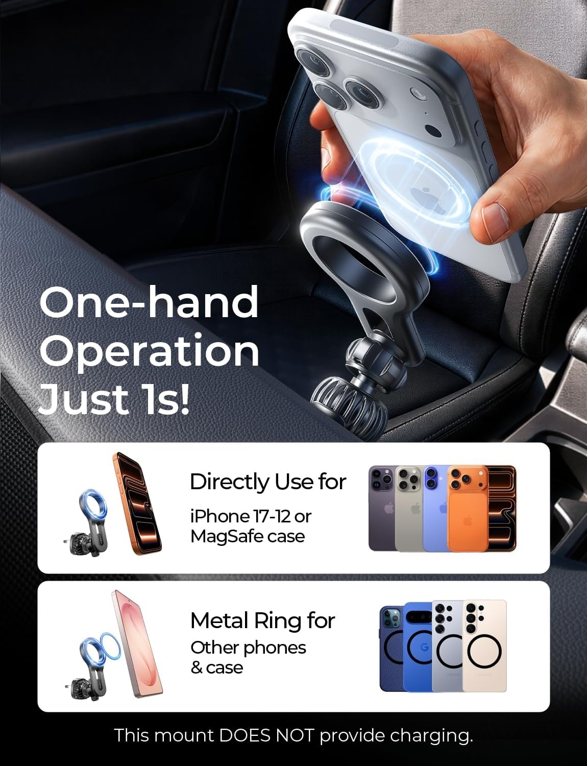 image:imageLISEN for MagSafe Car Mount Magnetic Phone Holder for Car Vent Phone Mount Super Magnetic Car Phone Mount Air Vent Hands Free Phone Mount Gifts Car Phone Holder Magnetic for iPhone 17 Pro Max 16Silver