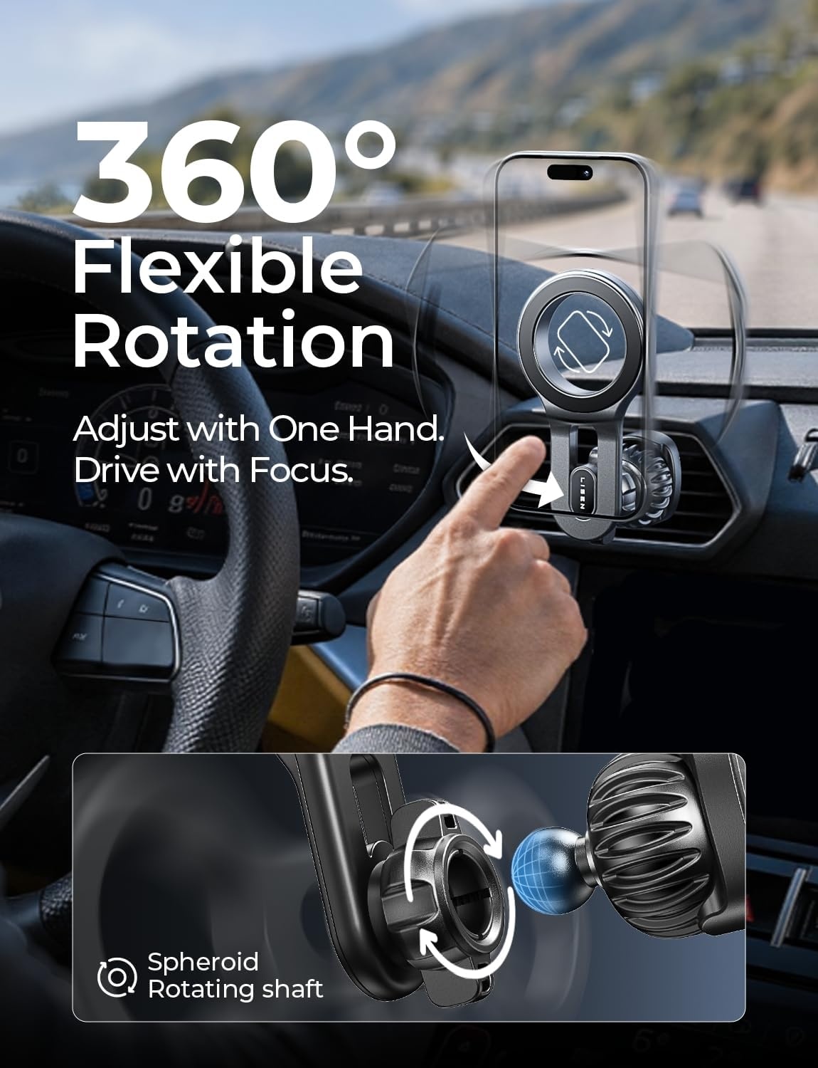 image:imageLISEN for MagSafe Car Mount Magnetic Phone Holder for Car Vent Phone Mount Super Magnetic Car Phone Mount Air Vent Hands Free Phone Mount Gifts Car Phone Holder Magnetic for iPhone 17 Pro Max 16Silver