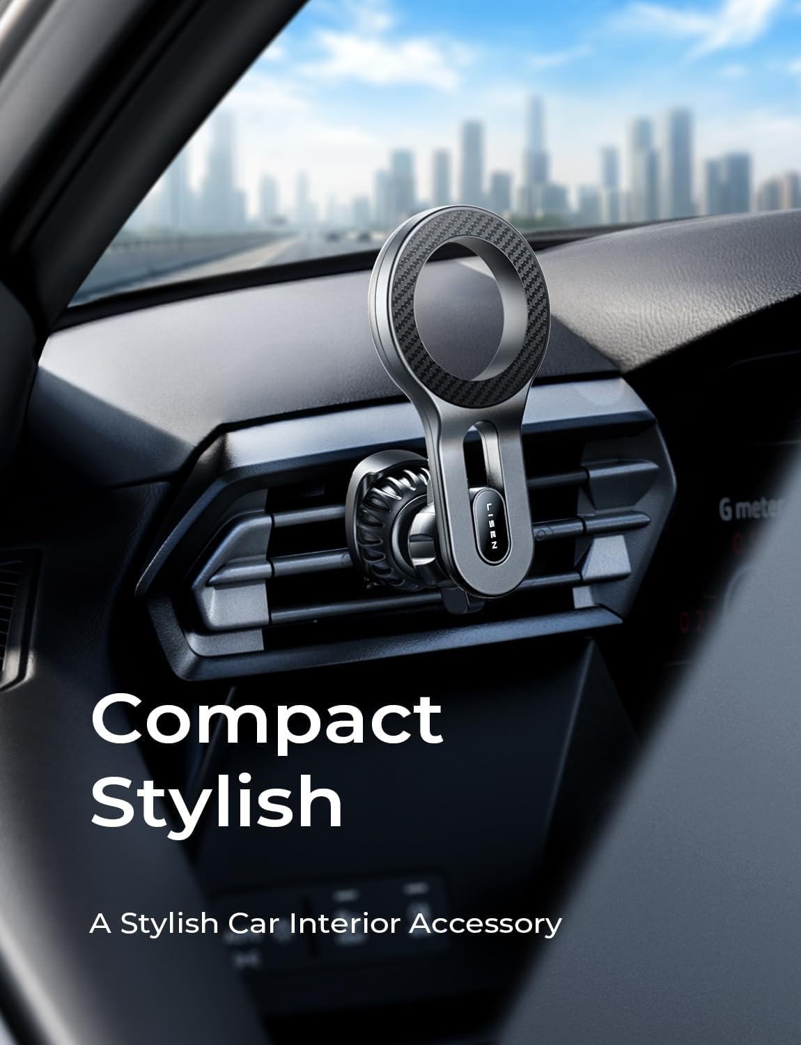 image:imageLISEN for MagSafe Car Mount Magnetic Phone Holder for Car Vent Phone Mount Super Magnetic Car Phone Mount Air Vent Hands Free Phone Mount Gifts Car Phone Holder Magnetic for iPhone 17 Pro Max 16Carbon Fiber