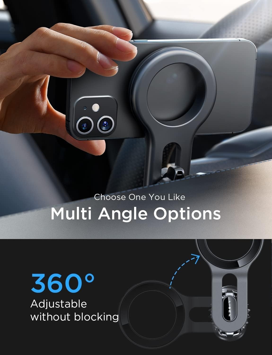 image:imageLISEN for MagSafe Car Mount Magnetic Phone Holder for Car Vent Phone Mount Super Magnetic Car Phone Mount Air Vent Hands Free Phone Mount Gifts Car Phone Holder Magnetic for iPhone 17 Pro Max 16Blue