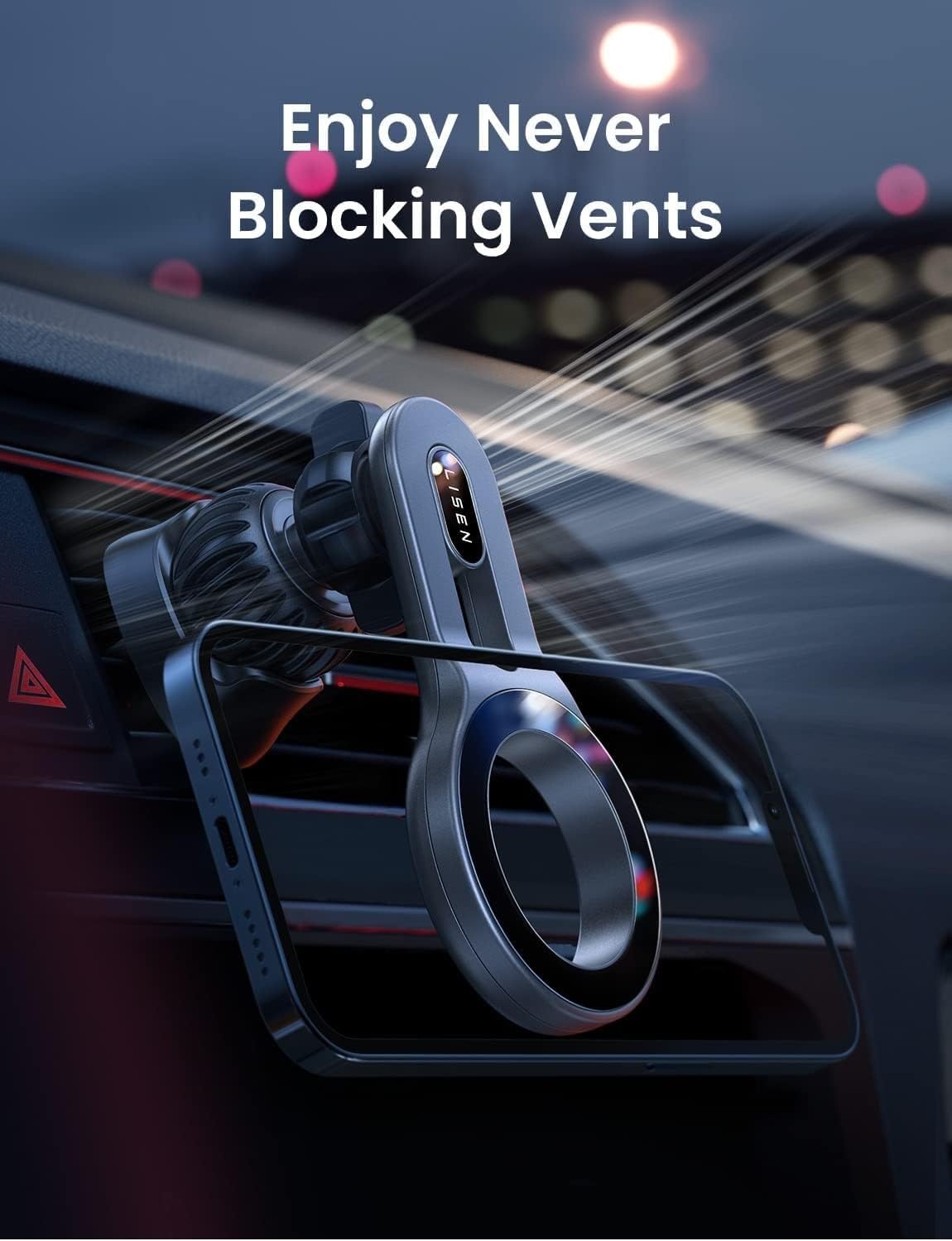 image:imageLISEN for MagSafe Car Mount Magnetic Phone Holder for Car Vent Phone Mount Super Magnetic Car Phone Mount Air Vent Hands Free Phone Mount Gifts Car Phone Holder Magnetic for iPhone 17 Pro Max 16Silver