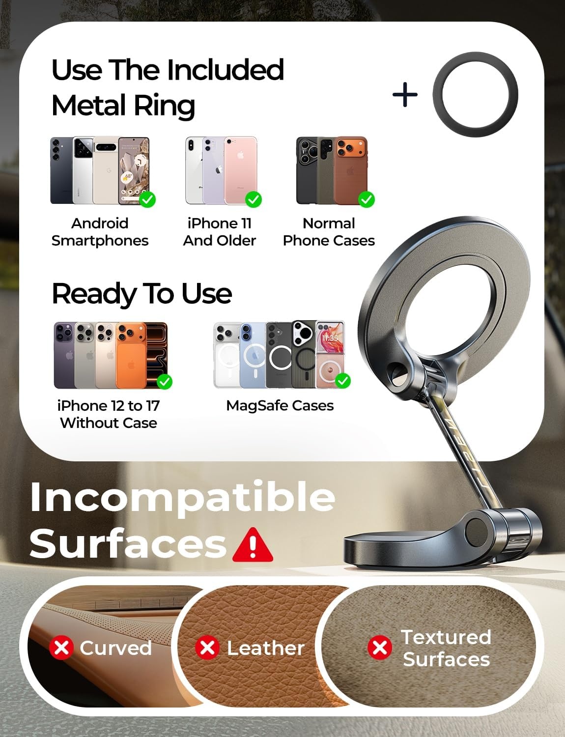 image:imageLISEN for MagSafe Car Mount for iPhone 17 Pro Max 24 Strong Magnets Classic Magnetic Phone Holder for Car Dashboard Magnet Phone Mount Car Cell Phone Holder for iPhone 17 Pro Max Air 16 15 14 13 12Carbon Fiber