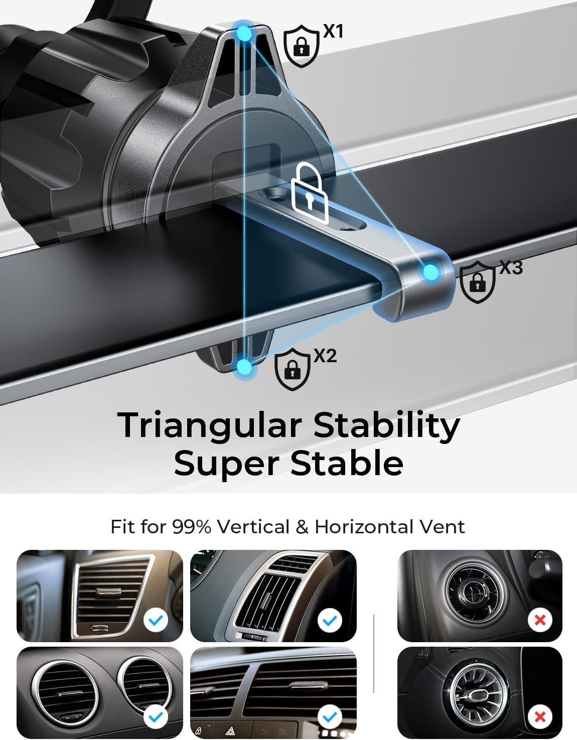 image:imageLISEN for MagSafe Car Phone Mount Strong Magnets Magnetic Phone Holders for Your Car 2in1 Vent Dashboard Magnet Cell Phones Holder Mounts Car Accessories Gifts for Men Women fit iPhone BlackPurple