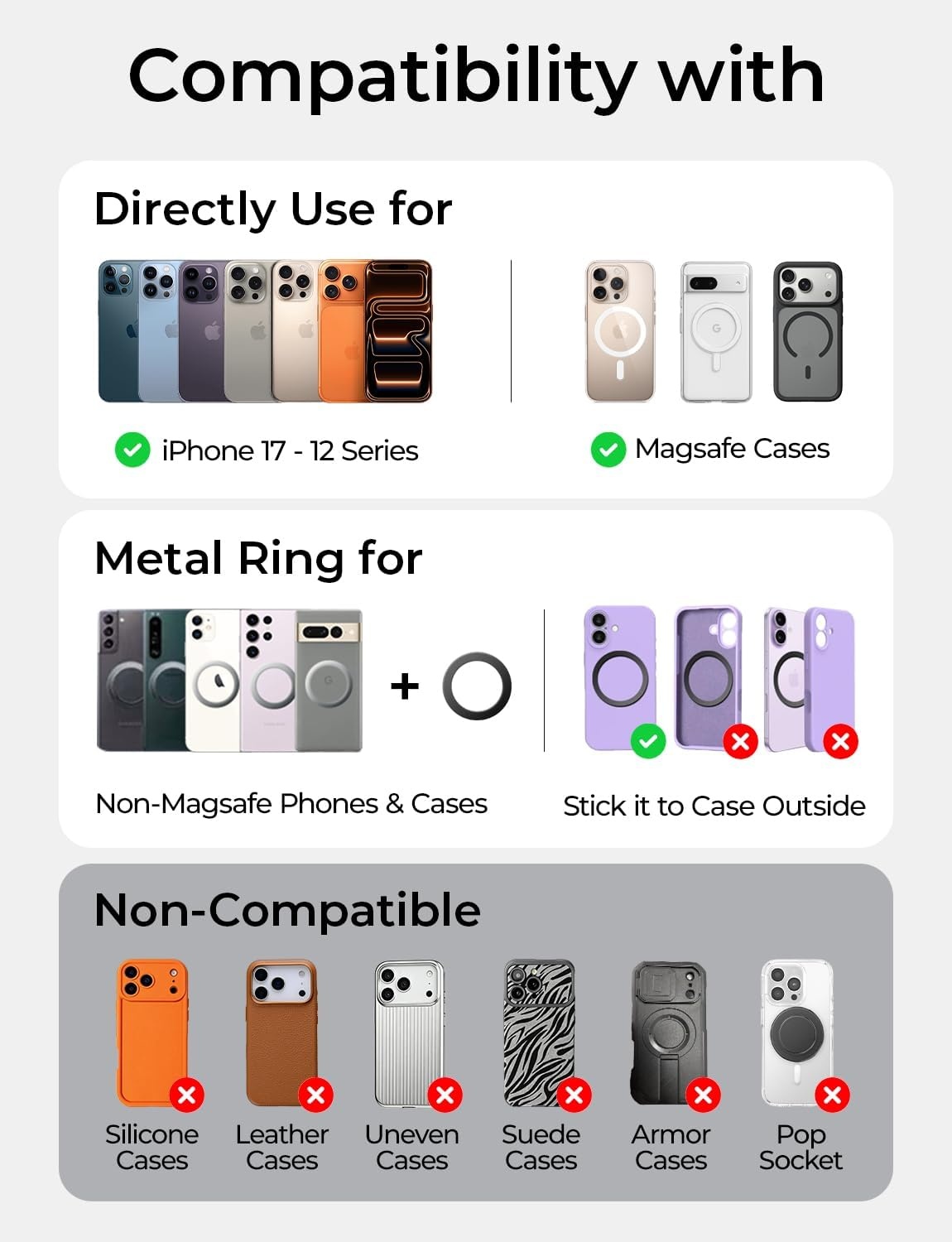 image:imageLISEN for MagSafe Car Phone Mount Strong Magnets Magnetic Phone Holders for Your Car 2in1 Vent Dashboard Magnet Cell Phones Holder Mounts Car Accessories Gifts for Men Women fit iPhone BlackBlack
