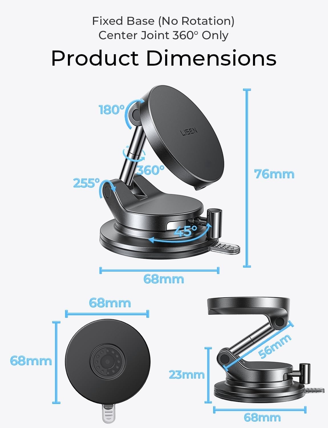 image:imageLISEN for iPhone 17 Pro Max Air Magsafe Car Mount Charger Fast Charging 15W Air Vent Magnetic Wireless Car Charger Vent Phone Mount for Car Wireless Charger Fits iPhone 16 15 14 13 12 BlackBlack