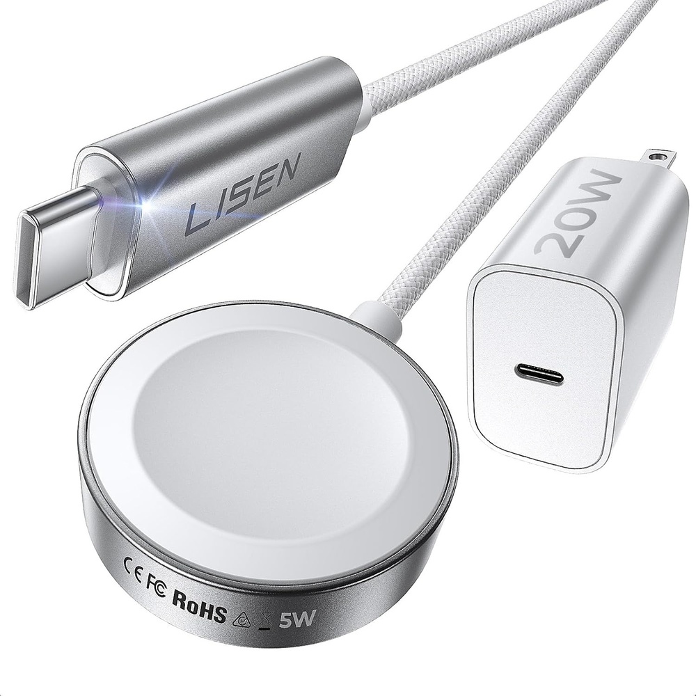image:imageLISEN for Apple Watch Charger Fast Charging USB C iWatch Charger 20W5WWhite