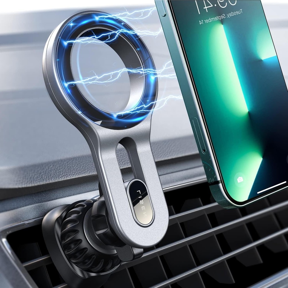 image:imageLISEN for MagSafe Car Mount Magnetic Phone Holder for Car Vent Phone Mount Super Magnetic Car Phone Mount Air Vent Hands Free Phone Mount Gifts Car Phone Holder Magnetic for iPhone 17 Pro Max 16Silver