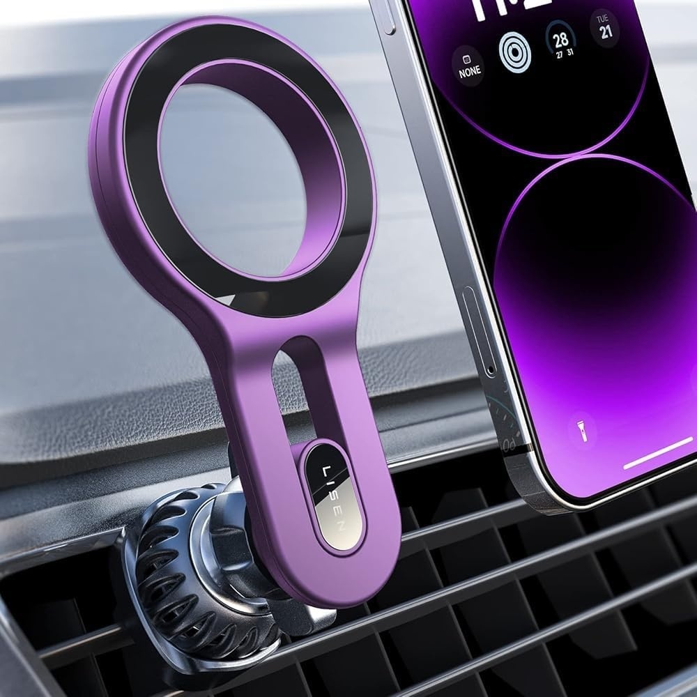 image:imageLISEN for MagSafe Car Mount Magnetic Phone Holder for Car Vent Phone Mount Super Magnetic Car Phone Mount Air Vent Hands Free Phone Mount Gifts Car Phone Holder Magnetic for iPhone 17 Pro Max 16Purple