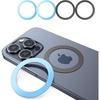 LISEN Ultra-Thin(0.4mm) for Magsafe Sticker, Strong Suction Magsafe Ring Magnet Compatible with Wireless Charger for iPhone 16e 16 15 Pro Max 14 13 12,Samsung, 4 Pack(Blue,Black)