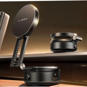 LISEN Portable for iPhone 17 Electric Vacuum Suction Phone Holder for Car MagSafe, Magnetic Phone Holder for Car Suction Cup Phone Mount Foldable for iPhone 17 Pro Max Air /16/15/14/13/12 Kits(black)