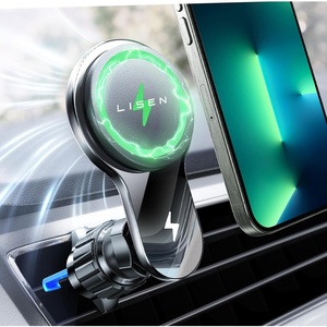 LISEN for 15w Magsafe Car Vent Mount Charger with Turbo Fan Cooling (-8°C Reduction) for iPhone 16 Wireless Magnetic Car Phone Holder Mount Charger Fit for iPhone 16e 16 15 14 13 12 Samsung Android