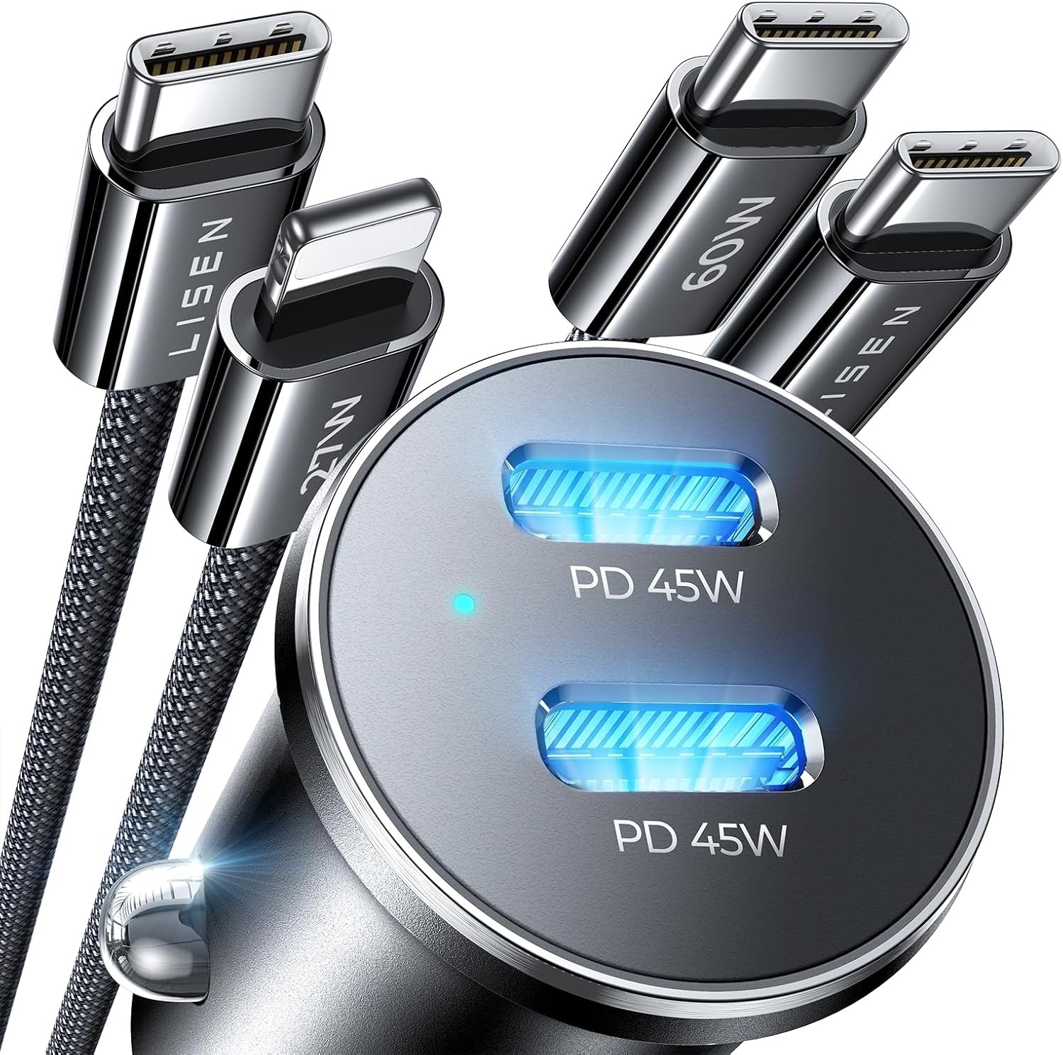 image:imageLISEN 90W Car Charger USB C Fast ChargeUSB C Car Charger for iPhone 17 ProBlack