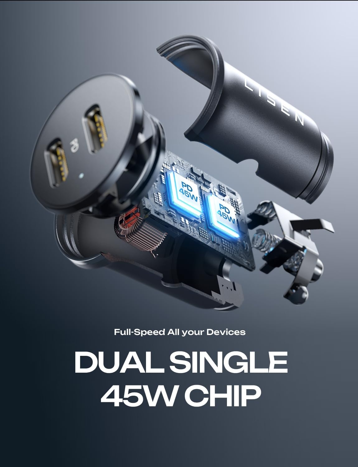 image:imageLISEN 90W Car Charger USB C Fast ChargeUSB C Car Charger for iPhone 17 ProBlack