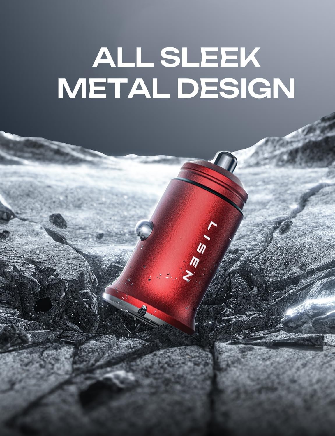 image:imageLISEN 90W Car Charger USB C Fast ChargeUSB C Car Charger for iPhone 17 ProRed