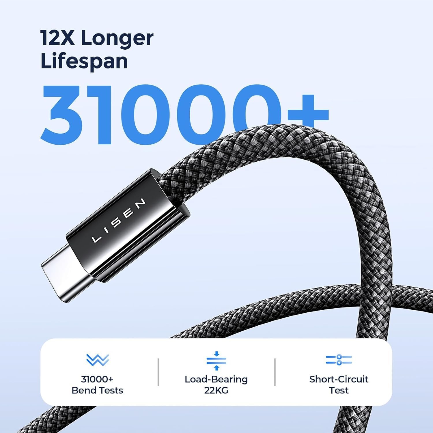 image:imageLISEN USB C to USB C Cable 240W Fast Charging Type C Charger Cord 66FTBlack