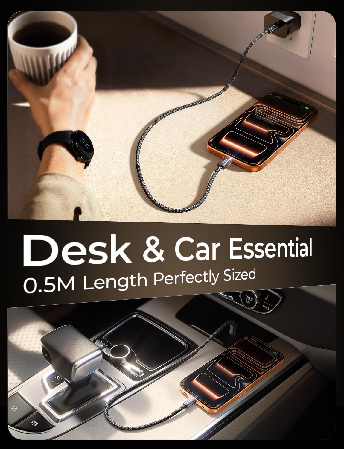 image:imageLISEN USB C to USB C Cable 240W Fast Charging Type C Charger Cord 66FTBlack
