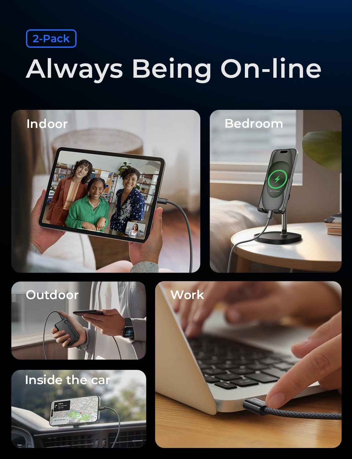 image:imageLISEN USB C to USB C Cable 240W Fast Charging Type C Charger Cord 66FTBlack