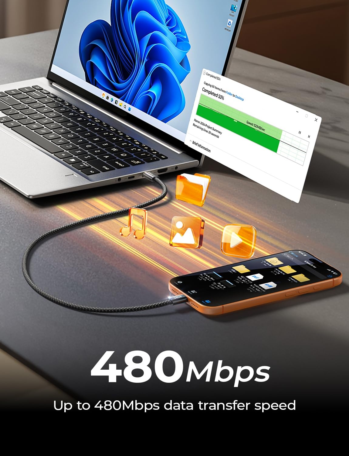 image:imageLISEN USB C to USB C Cable 240W Fast Charging Type C Charger Cord 66FTBlack
