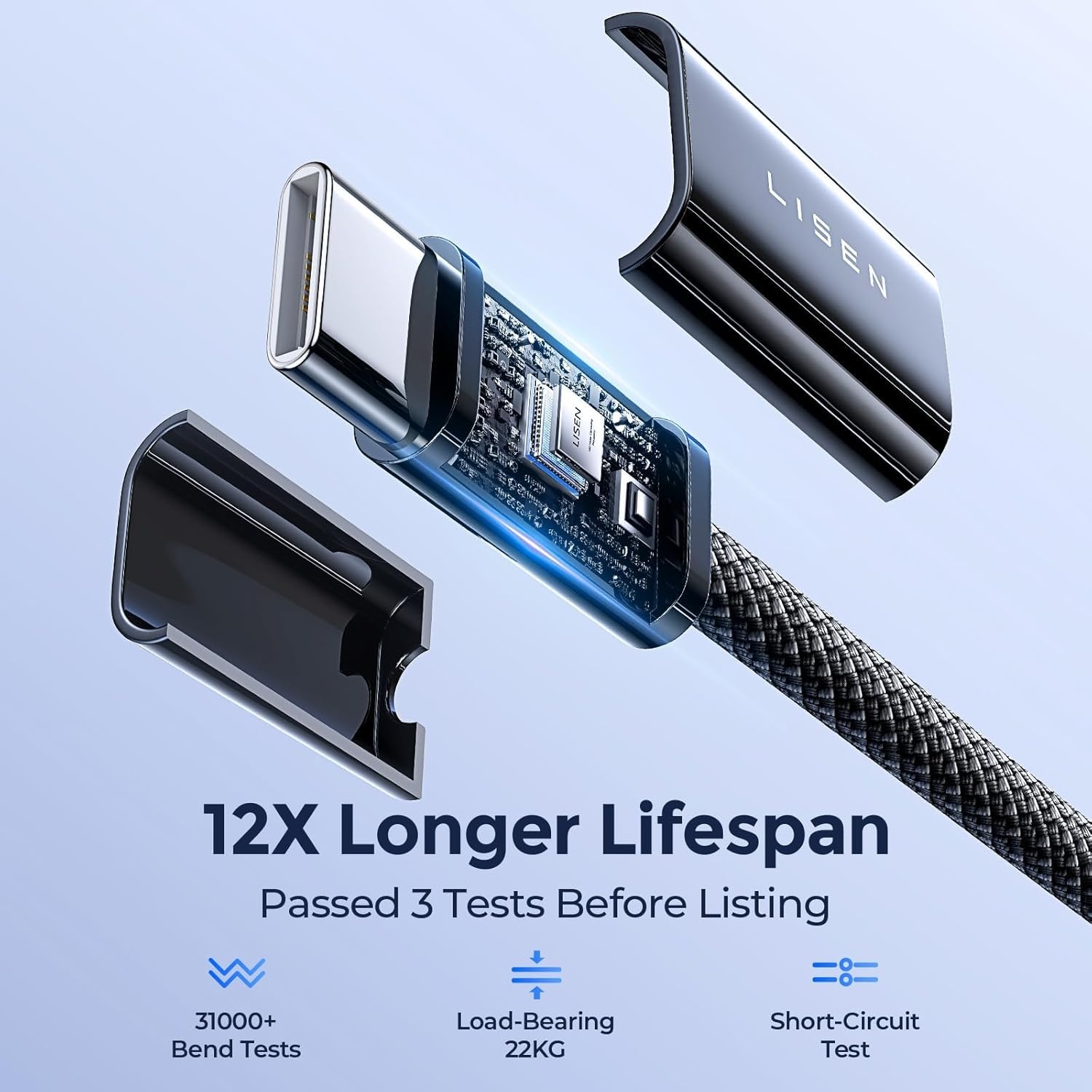 image:imageLISEN USB C to USB C Cable 240W Fast Charging Type C Charger Cord 66FTBlack