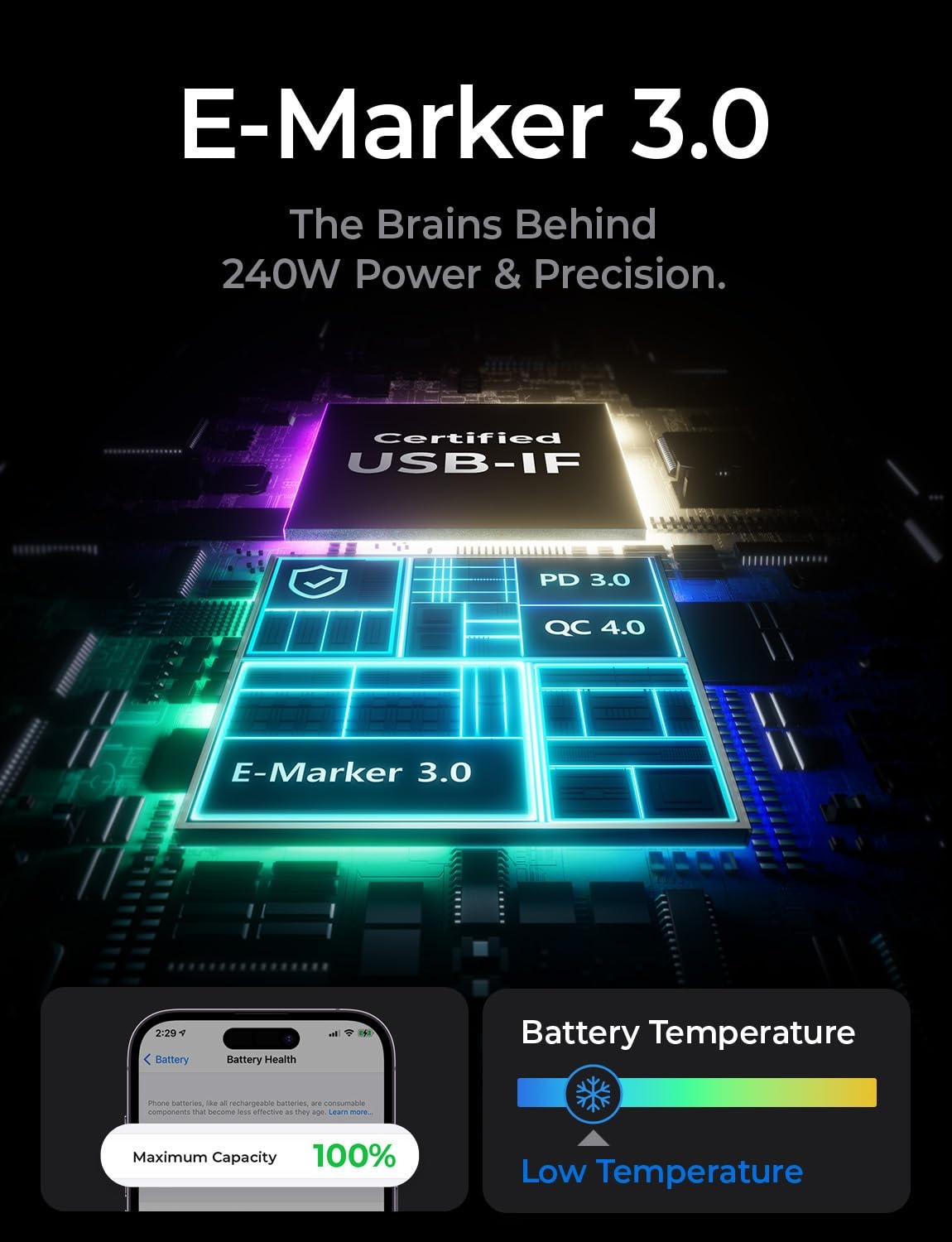 image:imageLISEN USB C to USB C Cable 240W Fast Charging Type C Charger Cord 66FTMidnight
