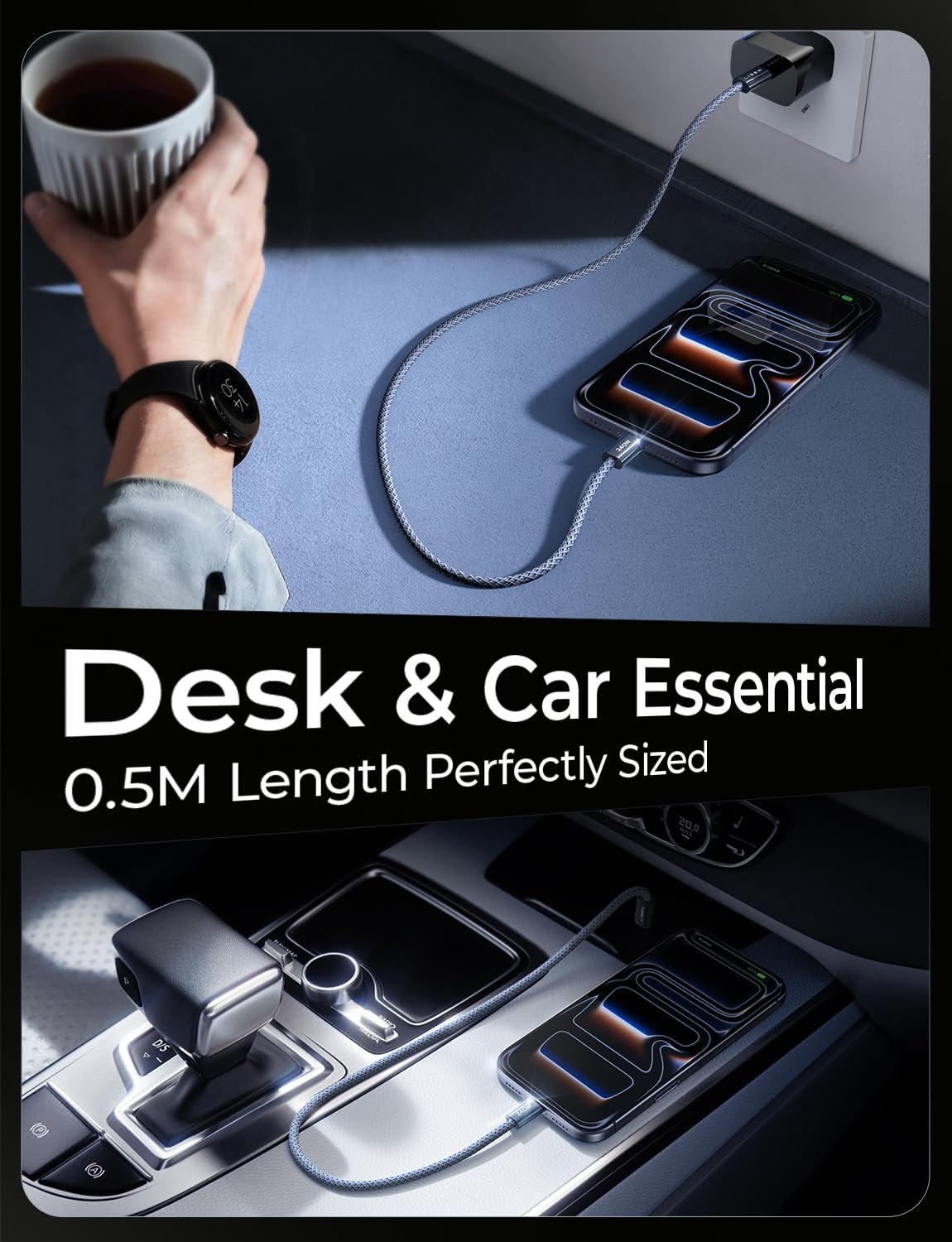 image:imageLISEN USB C to USB C Cable 240W Fast Charging Type C Charger Cord 66FTMidnight