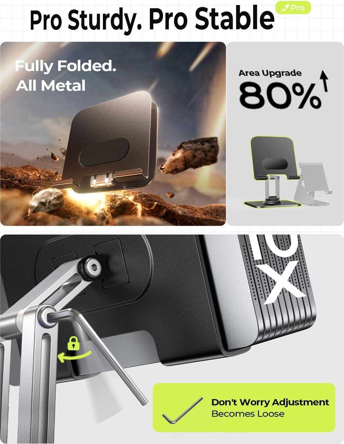 image:imageLISEN for iPad Stand Holder Aluminum Tablet Stand Holder for iPadBlack