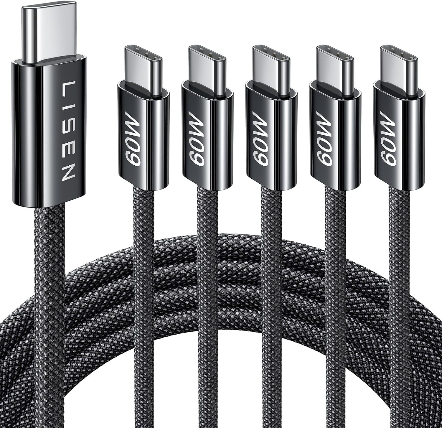 image:imageLISEN for iPhone 16 15 USB C to USB C Fast Charging 60W USB C Cable Type C Fast Charging Cable for iPhone 16 15Samsung Galaxy S25 Ultra Plus S24 S23 iPad Pro 13 129inch iPad Air 5White 3Pack 6FTBlack