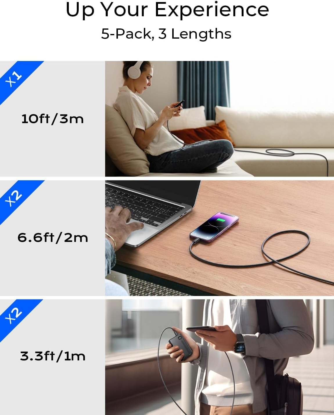 image:imageLISEN for iPhone 16 15 USB C to USB C Fast Charging 60W USB C Cable Type C Fast Charging Cable for iPhone 16 15Samsung Galaxy S25 Ultra Plus S24 S23 iPad Pro 13 129inch iPad Air 5White 3Pack 6FTBlack