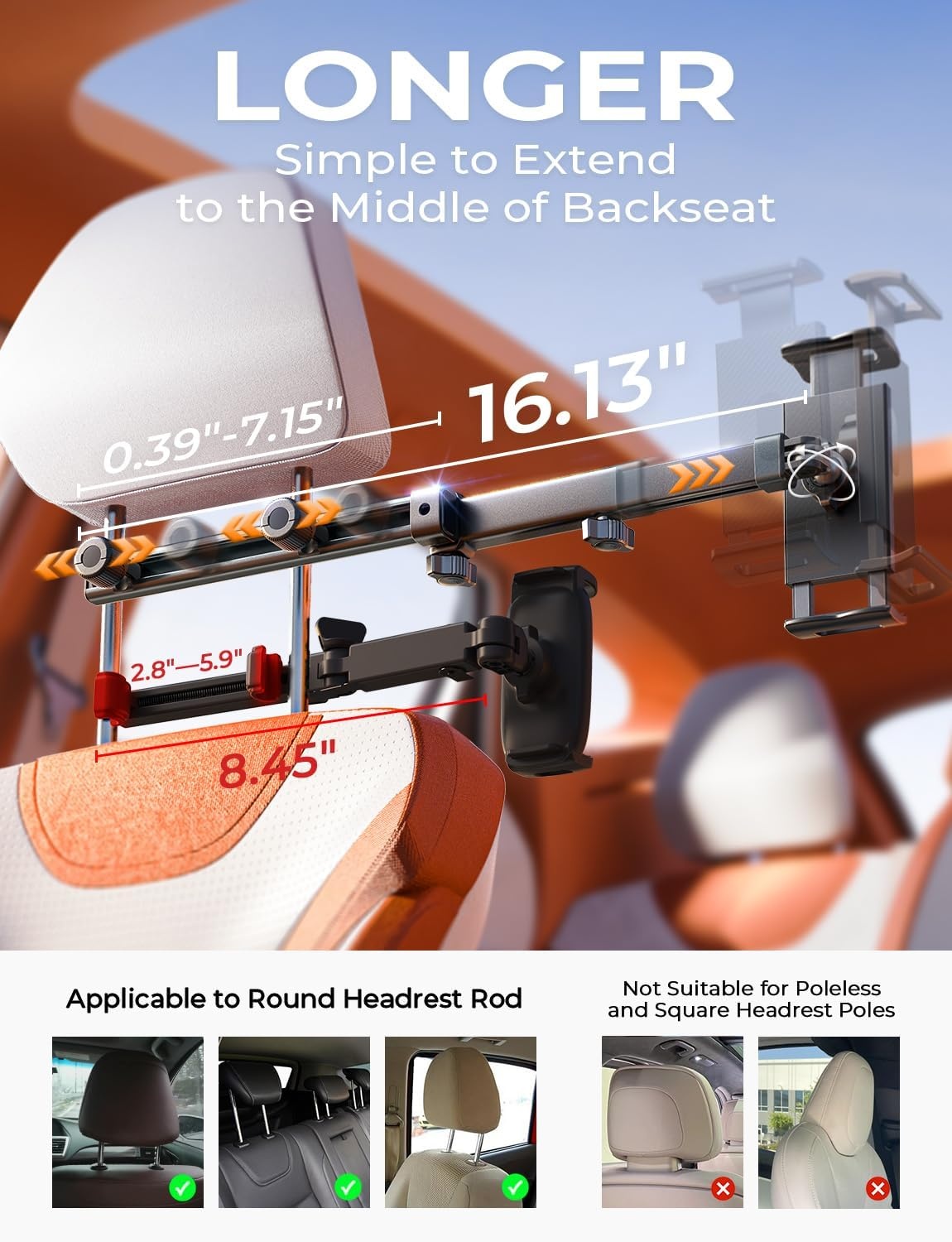 image:imageLISEN iPad Holder for Car Tablet Mount Road Trip Essentials Kids Back Seat4711
