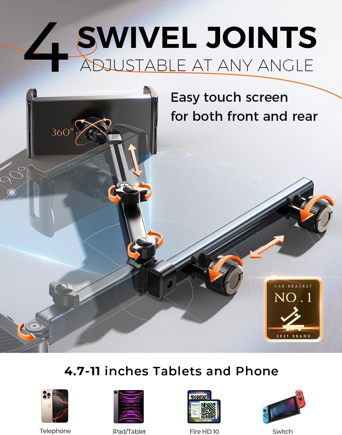 image:imageLISEN iPad Holder for Car Tablet Mount Road Trip Essentials Kids Back Seat4711