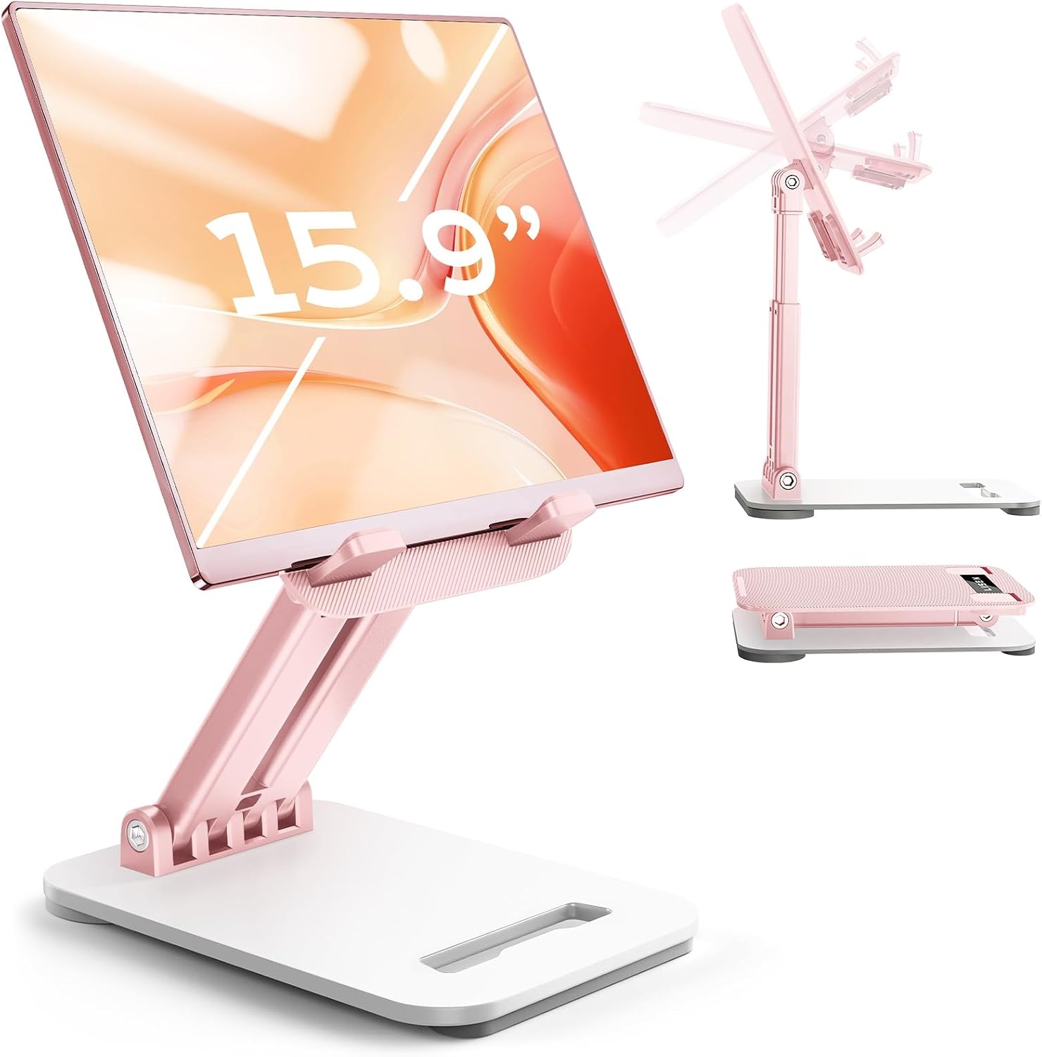 image:imageLISEN iPad Stand Tablet Holder for Desk Adjustable Portable Monitor StandPink