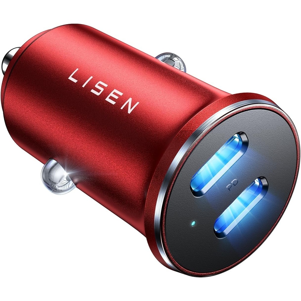 image:imageLISEN 90W Car Charger USB C Fast ChargeUSB C Car Charger for iPhone 17 ProRed