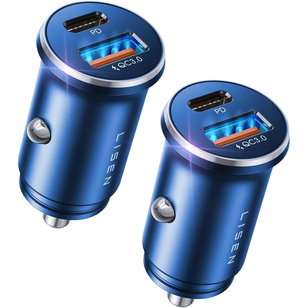 image:imageLISEN Car Charger USB C 69W Cigarette Lighter USB Charger Adapter 2 PackBlue