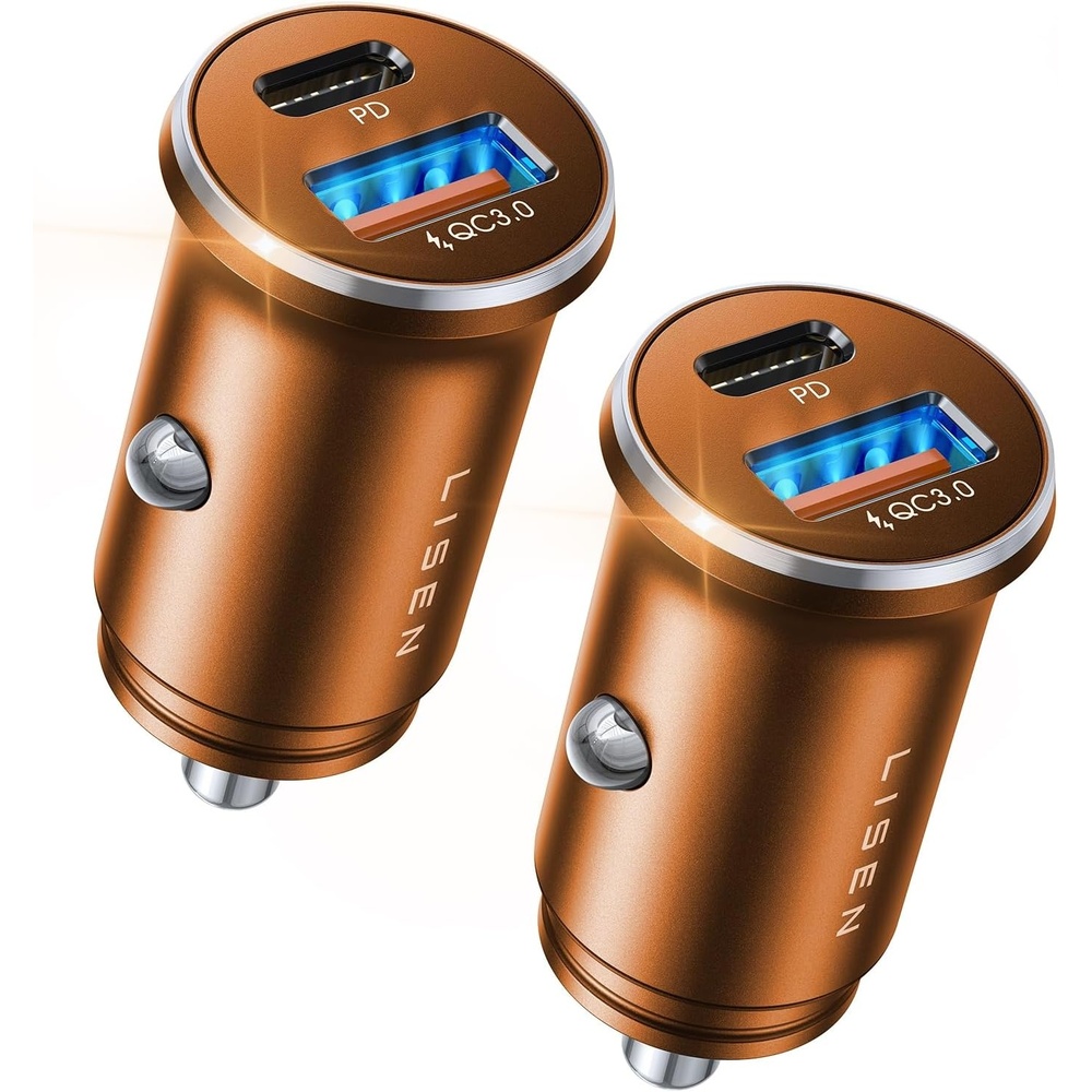image:imageLISEN Car Charger USB C 69W Cigarette Lighter USB Charger Adapter 2 PackOrange