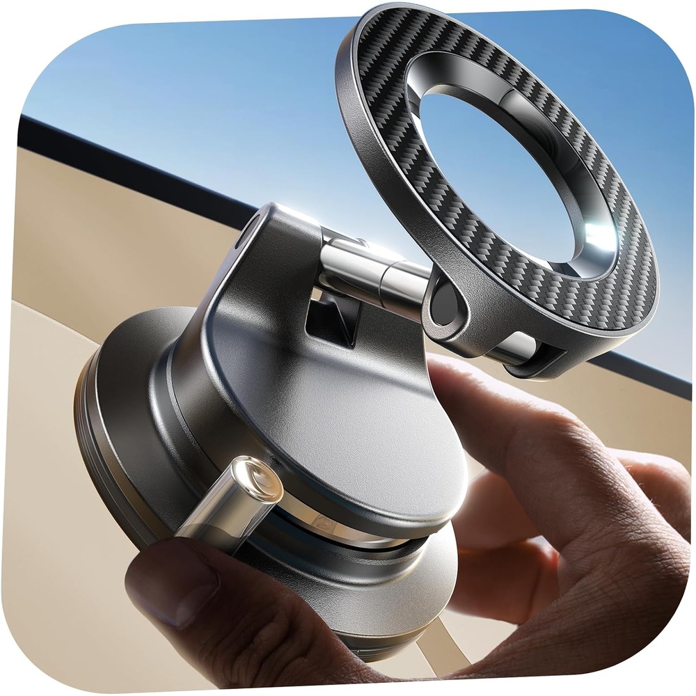 image:imageLISEN for MagSafe Car Mount 3800gf Strong Magnet amp 90LBS Suction 360 Adjustable Vacuum Magnetic Phone Holders for Your Car for iPhone 17 Pro Max 16 15 14 13 12 Plus Air for All SmartphonesCarbon Fiber