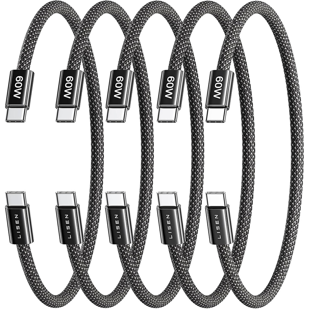 image:imageLISEN for iPhone 16 15 USB C to USB C Fast Charging 60W USB C Cable Type C Fast Charging Cable for iPhone 16 15Samsung Galaxy S25 Ultra Plus S24 S23 iPad Pro 13 129inch iPad Air 5White 3Pack 6FTBlack
