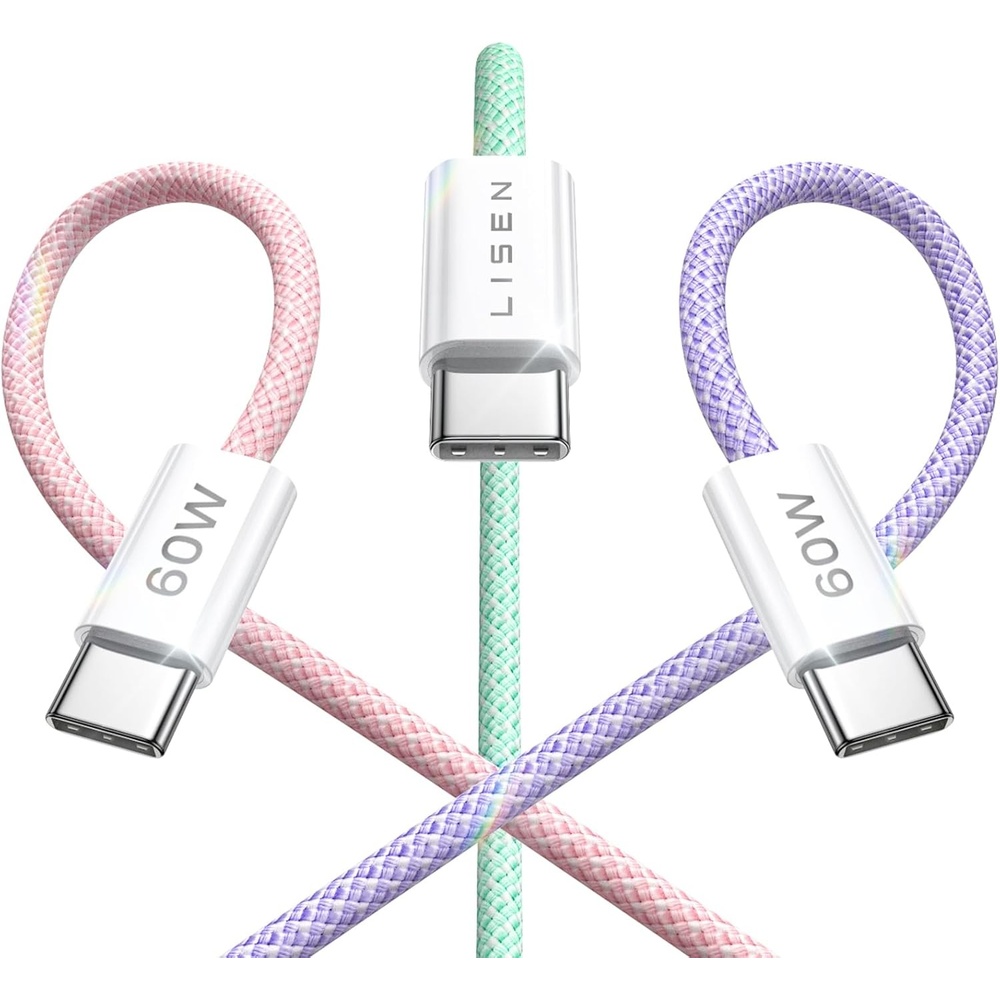 image:imageLISEN for iPhone 16 15 USB C to USB C Fast Charging 60W USB C Cable Type C Fast Charging Cable for iPhone 16 15Samsung Galaxy S25 Ultra Plus S24 S23 iPad Pro 13 129inch iPad Air 5White 3Pack 6FTMulticolored