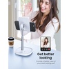 LISEN Cell Phone Stand iPhone Holder for Desk, Pink Gifts Gadgets Organizer(White)