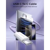 LISEN for iPhone 16 15 USB C to USB C Fast Charging, 60W USB C Cable Type C Fast Charging Cable for iPhone 16 15,Samsung Galaxy S25 Ultra Plus S24 S23 iPad Pro 13 12.9inch, iPad Air 5,White 3Pack 6FT(Purple)