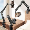LISEN Cell Phone Holder for Bed Desk, Overhead Phone Mount iPhone Recording(Black)