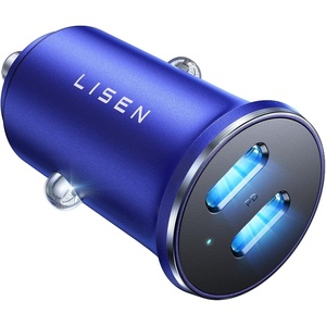 LISEN 90W Car Charger USB C Fast Charge,USB C Car Charger for iPhone 17 Pro(Blue)