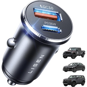 LISEN Car Charger USB C, 69W Cigarette Lighter USB Charger Adapter, 2 Pack(Black)