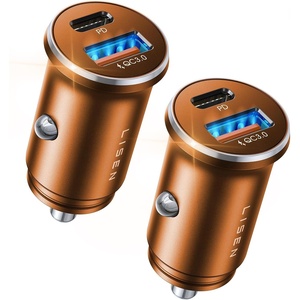 LISEN Car Charger USB C, 69W Cigarette Lighter USB Charger Adapter, 2 Pack(Orange)